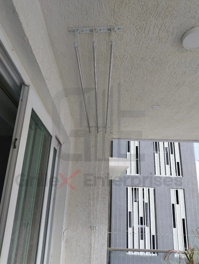 Ceiling clothes drying hanger installation in Gachibowli Hyderabad by Grillex Enterprises